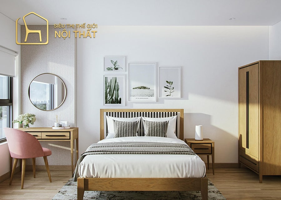 Nội thất phòng ngủ gỗ tự nhiên phong cách Scandinavian
