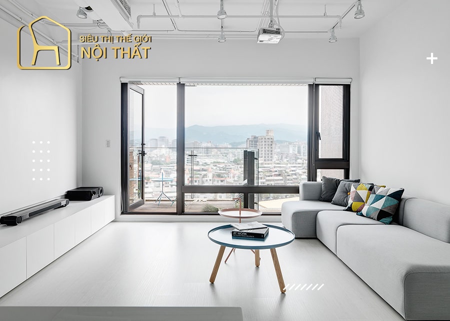 Mẫu thiết kế nội thất phòng khách chung cư tối giản