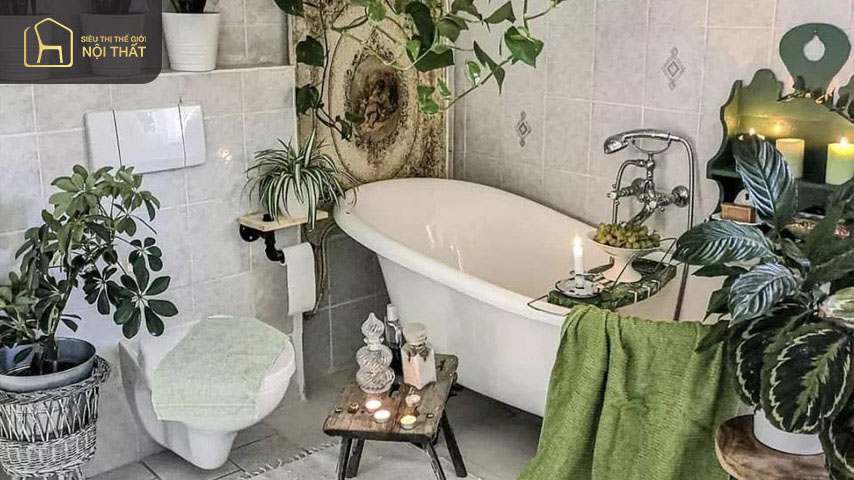 Mẫu nhà vệ sinh, phòng tắm với nhiều cây xanh
