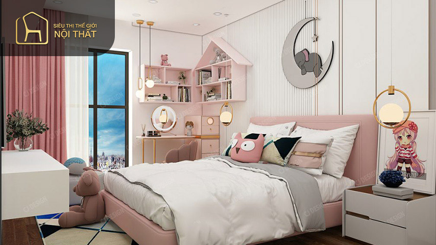 Thiết kế phòng ngủ hiện đại cho con gái mang đến không gian tiện nghi và giúp bé biết tự lập sớm hơn