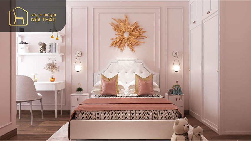 Thiết kế phòng ngủ hiện đại cho con gái phong cách tân cổ điển đem lại sự sang trọng lộng lẫy