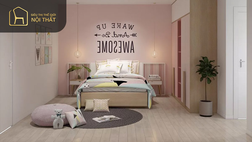 Nên chọn các chất liệu như gỗ tự nhiên hoặc gỗ công nghiệp khi thiết kế phòng ngủ bé gái hiện đại