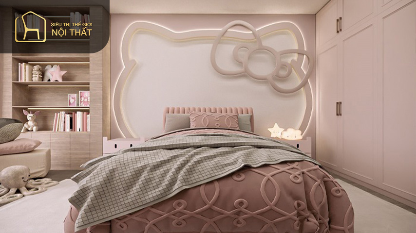 Phòng ngủ bé gái hello kitty chắc chắn sẽ làm bé thích mê