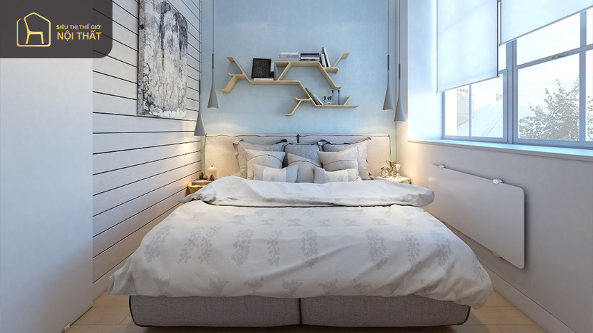 Sử dụng ánh sáng phù hợp là cách trang trí phòng ngủ nhỏ giúp mang lại nguồn năng lượng tốt và không khí trong lành cho căn phòng