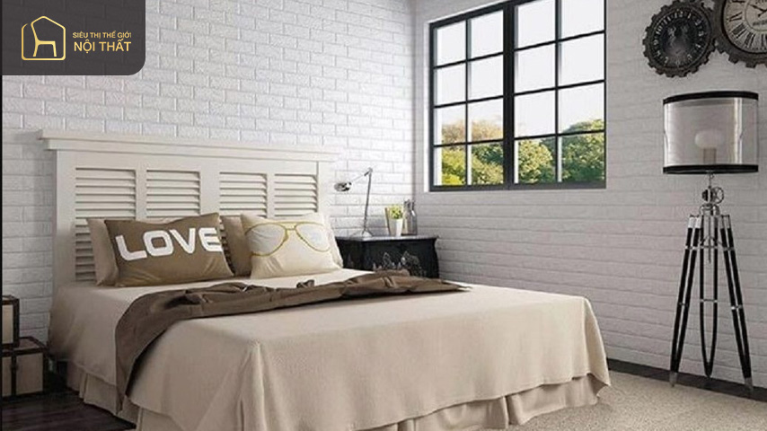 Dùng giấy dán tường là cách trang trí phòng ngủ nhỏ đơn giản mà đẹp