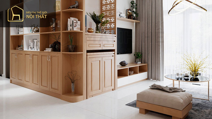 Với những căn hộ 100m2 vuông vức thường được thiết kế thành 2 nửa giúp không gian trở nên thoáng đãng
