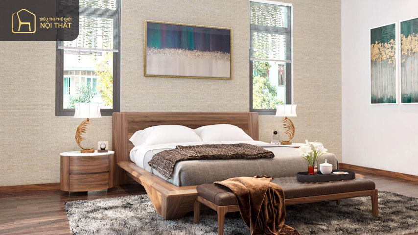 Nếu thiết kế nội thất căn hộ 45m2 có 2 phòng ngủ cần lựa chọn nội thất có kích thước nhỏ tích hợp với cửa sổ để tận dụng ánh sáng tự nhiên giúp căn phòng rộng rãi hơn