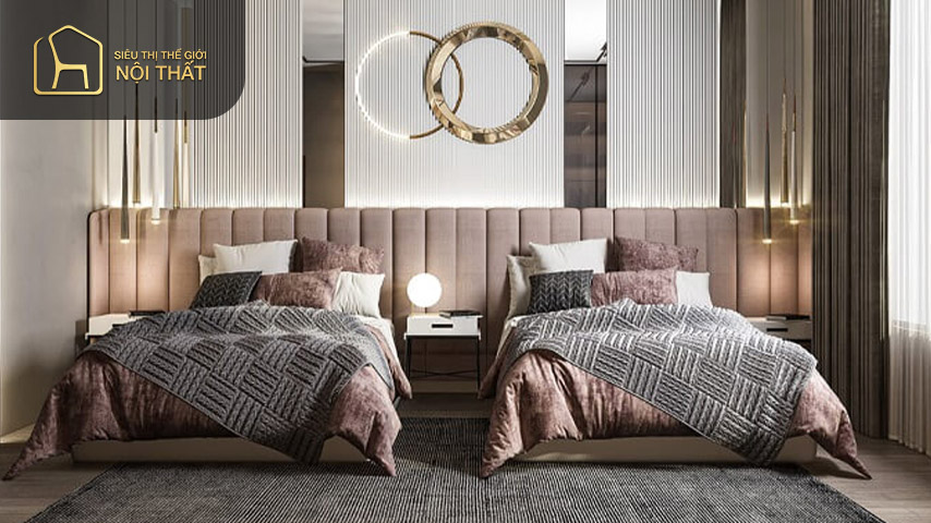 Thiết kế phòng ngủ 2 giường cho người lớn cần được thiết kế tinh tế hiện đại để đem lại cảm giác thoải mái cho gia chủ