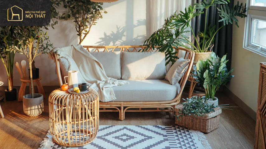 Các loại vật liệu nội thất bằng mây tre mang đến một vẻ đẹp riêng, đơn giản nhưng hiện đại