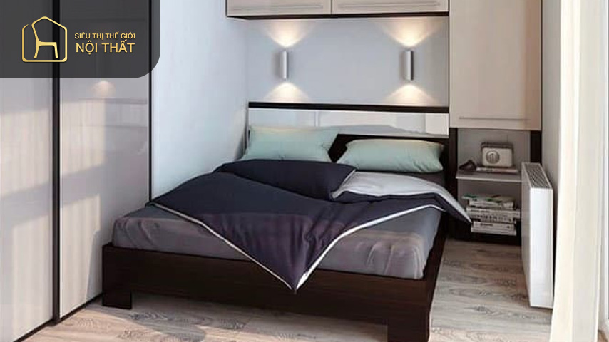 Bố trí phòng ngủ nhỏ 9m2 theo phong cách tối giản, gia chủ sử dụng ít đồ nội thất hơn mang đến cảm giác thư thái tuyệt đối cho chủ nhân căn phòng ngủ