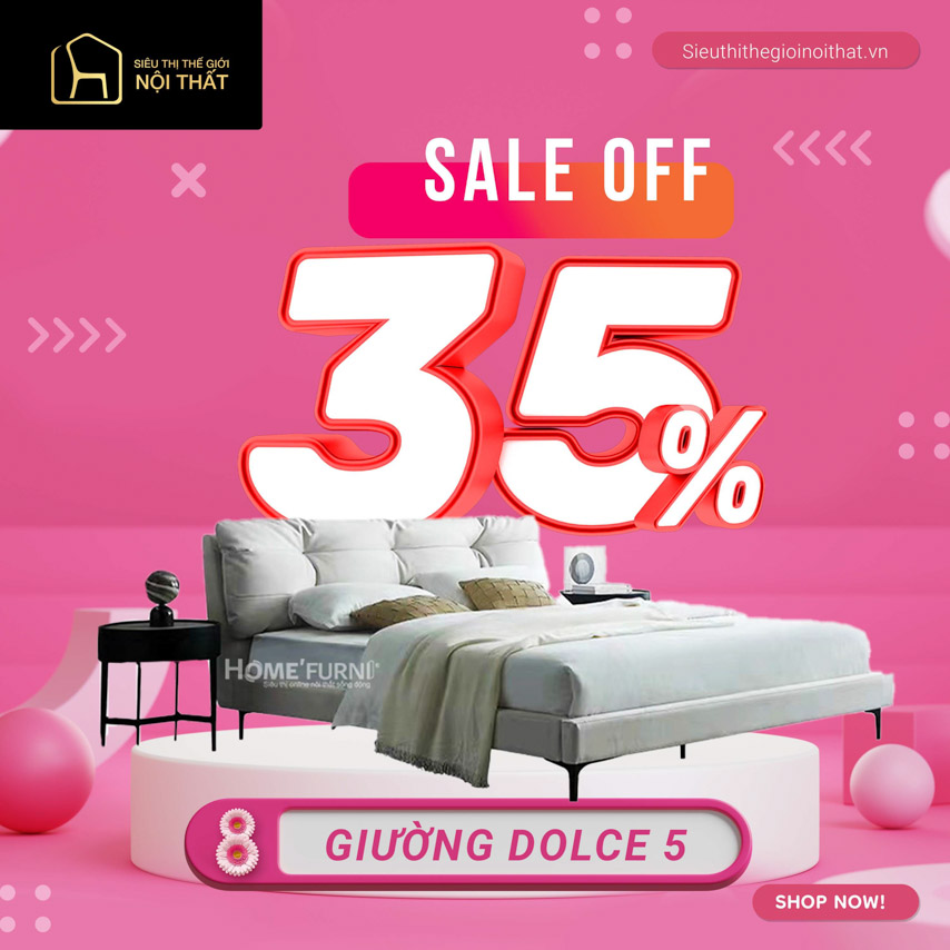 Giường DOLCE 5 - 1.8m sử dụng chất liệu bền bỉ và đẹp