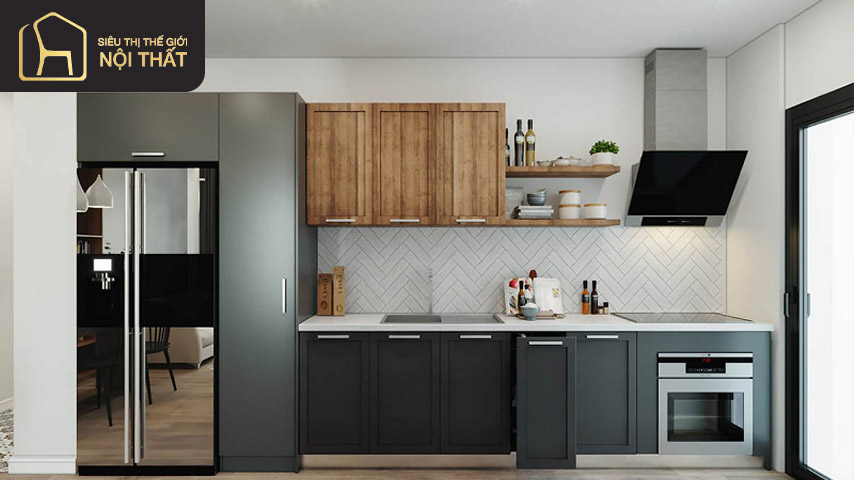 Tủ bếp chất liệu MDF chống ẩm và phủ Melamine tuyệt đẹp