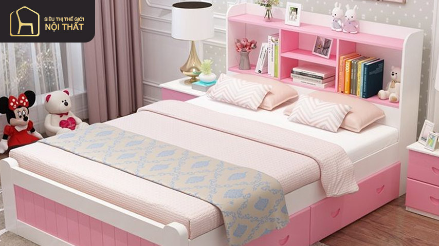 Giường ngủ có hộc kéo cho các bé gái