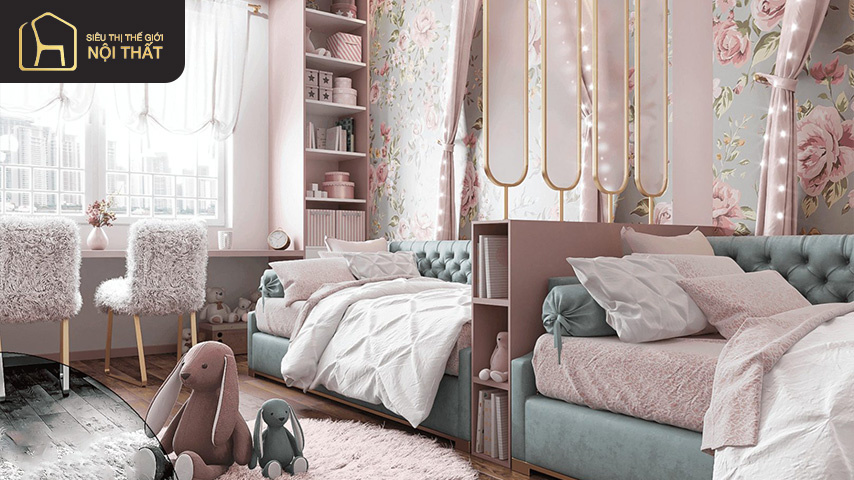 thiết kế phòng ngủ cho 2 bé