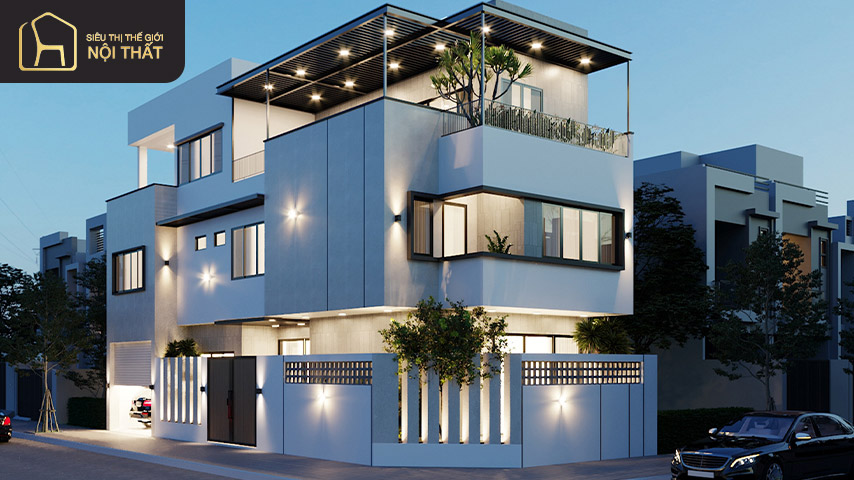 thiết kế nhà 2 mặt tiền