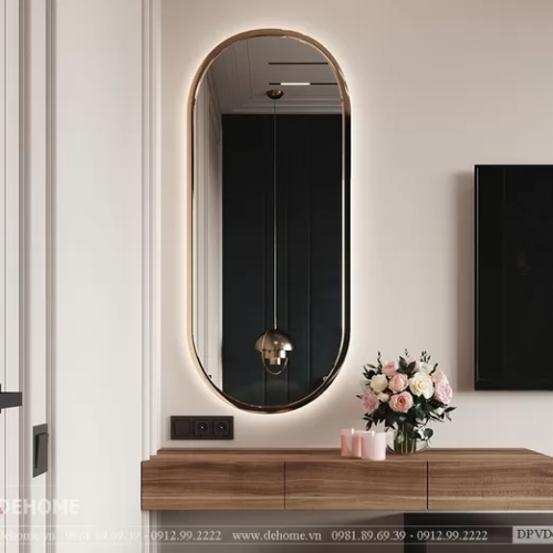 Gương Khung Kim Loại Mạ PVD Có Đèn DPVD616.1V