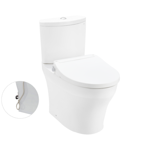 Bàn cầu hai khối, nắp đóng êm kèm vòi rửa nước lạnh TCW07S