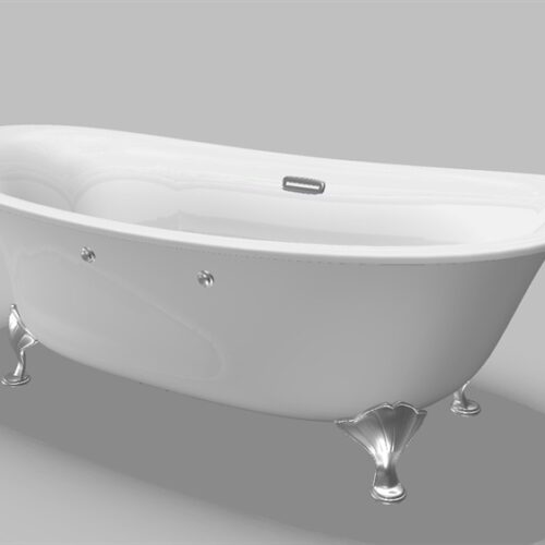 Bồn tắm ngọc trai không có tay vịn, chân mạ bạc